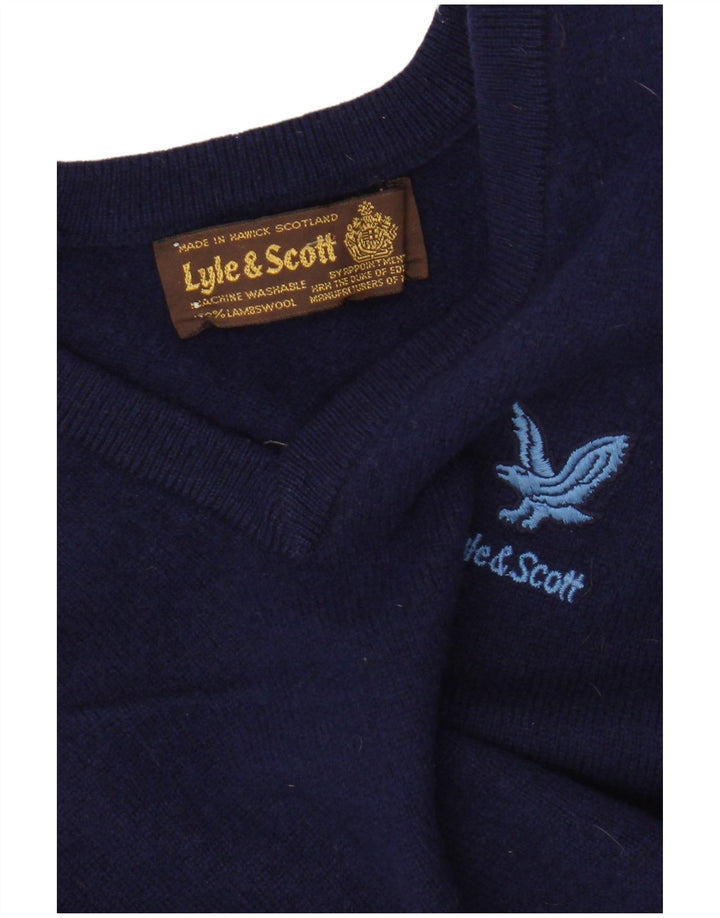 Lyle & Scott Herren Weste Tank Top Small Marineblaue Lammwolle