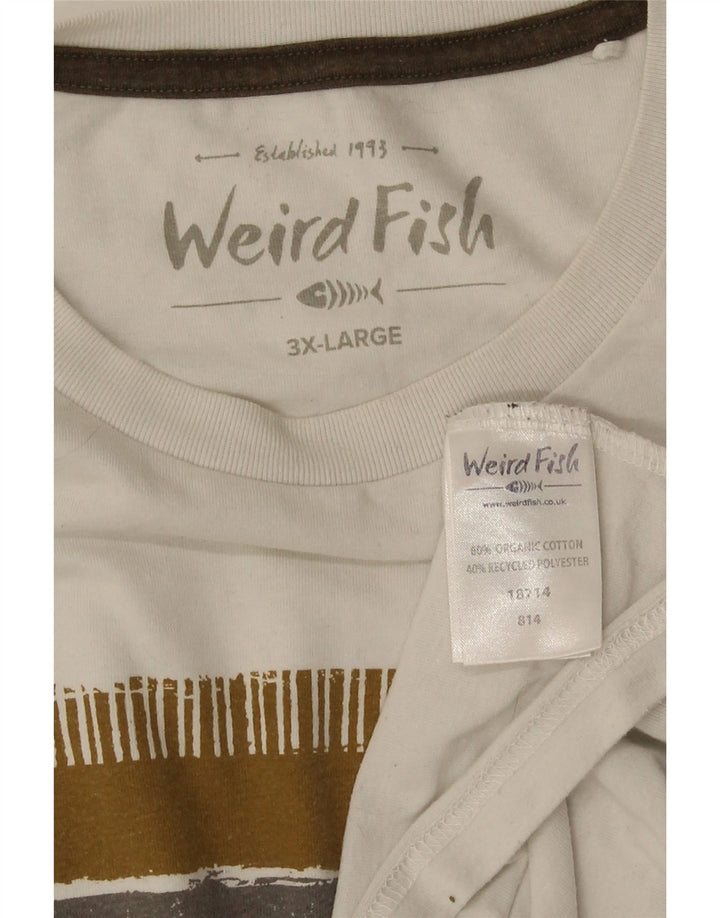 WEIRD FISH Mens Graphic T-Shirt Top 3XL White Cotton