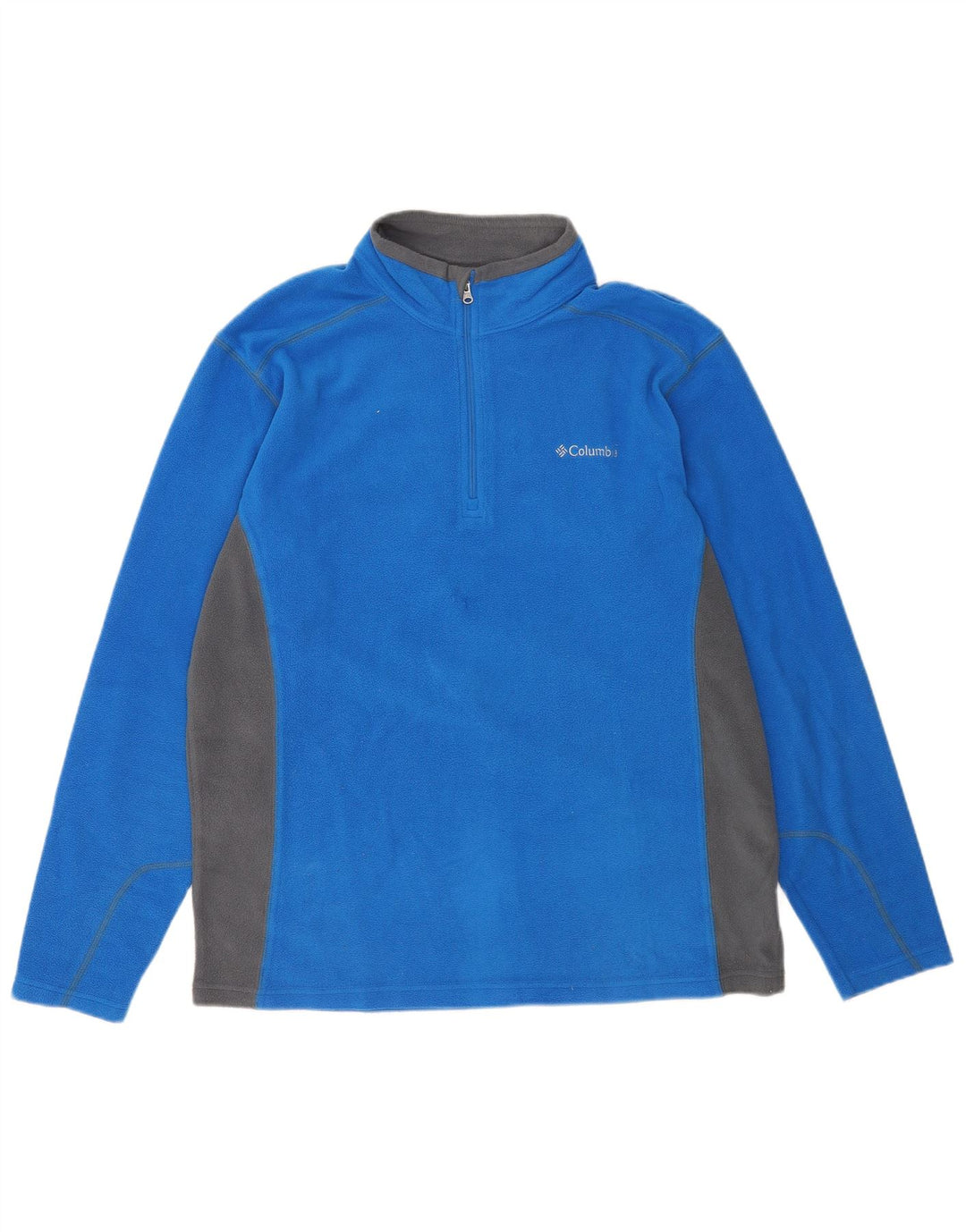 Maglione in pile da uomo Columbia con zip e collo, grande, in poliestere color block blu