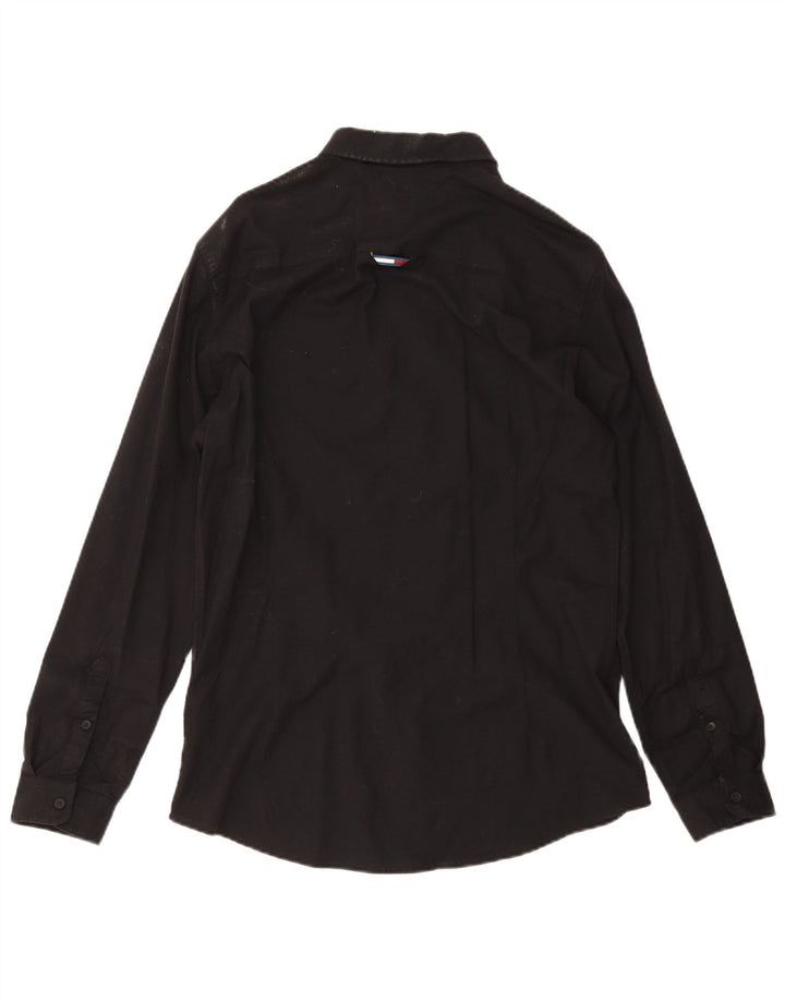 Tommy Hilfiger Mens Slim Fit Shirt Large Black Cotton