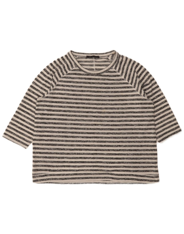 Marks & Spencer Damen-Top, 3/4-Ärmel, UK-Größe 16, Größe L, weiß gestreift