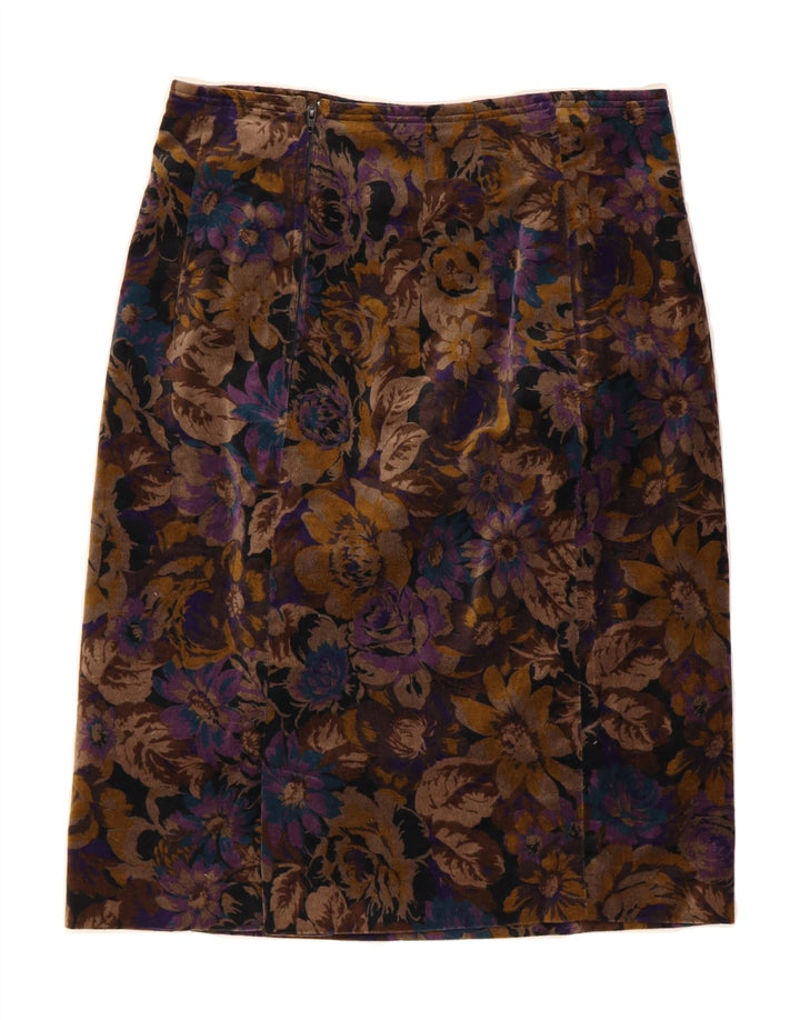 ANDREA MARE Womens Straight Skirt Medium W28  Brown Floral Cotton Vintage Andrea Mare and Second-Hand Andrea Mare from Messina Hembry 