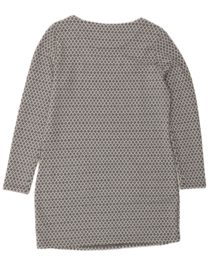 Abito basico a maniche lunghe da donna Joules UK 10 Piccolo cotone geometrico grigio