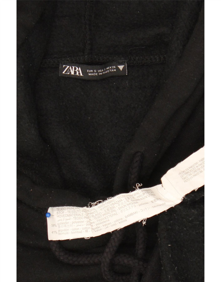 Zara Womens Oversized Hoodie Jumper UK 10 Small Black Polyester