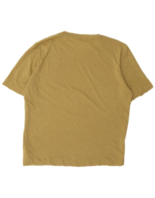 Massimo Dutti Dame T-Shirt Top UK 20 2XL Gul Linen