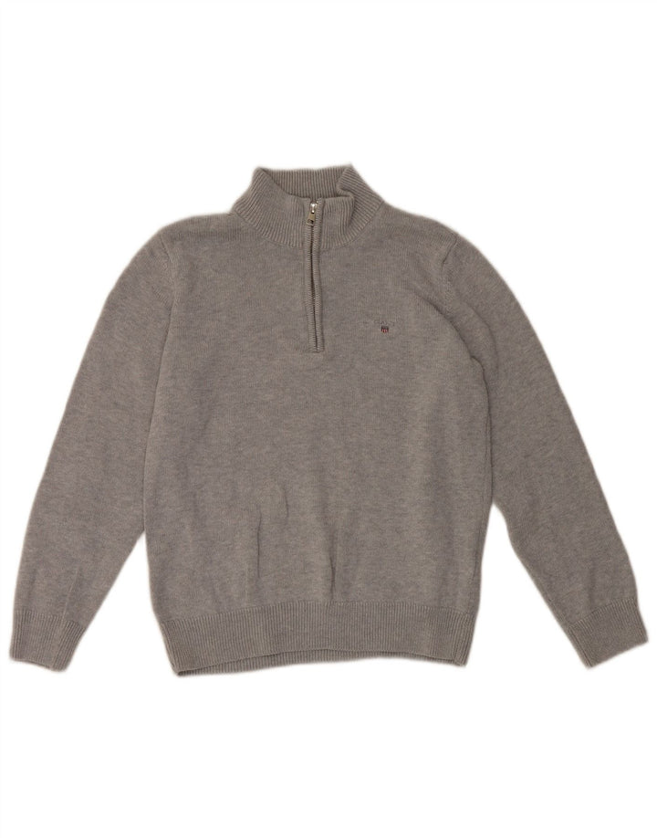 Gant Boys Zip Neck Jumper Sweater 11-12 Years Grey Cotton
