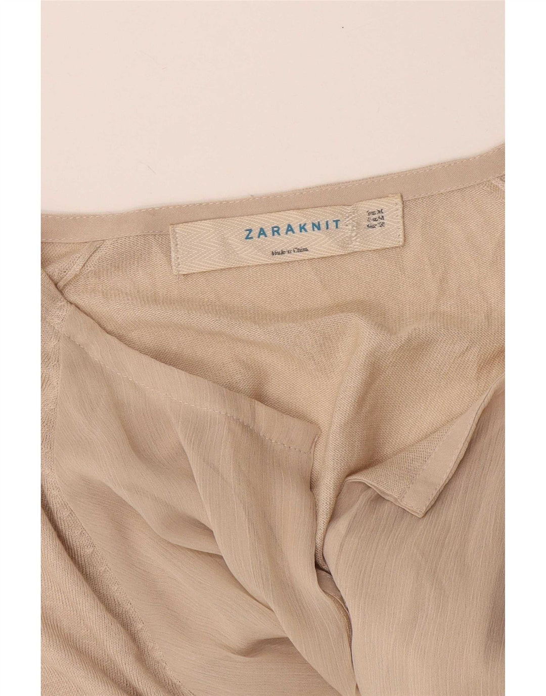 Zara Womens Long Sleeve Cardigan Top UK 12 Medium Beige