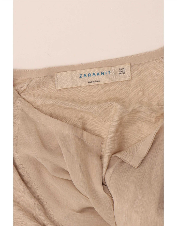Zara Womens Long Sleeve Cardigan Top UK 12 Medium Beige