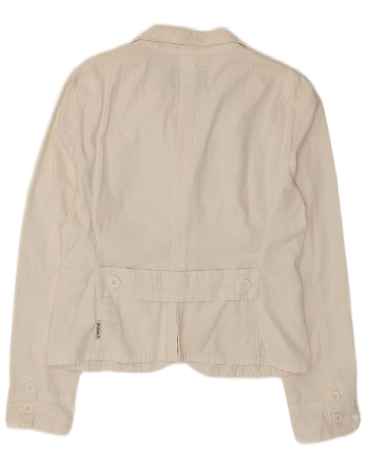 Giacca blazer da donna a 3 bottoni Armani Jeans UK 18 XL cotone bianco