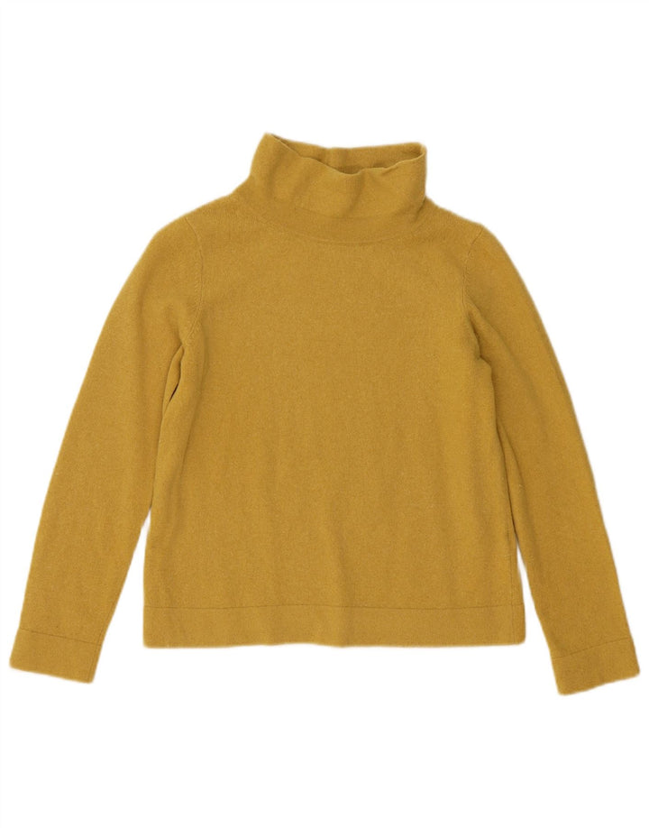 Hobbs Womens Crop Turtle Neck Jumper Sweater UK 12 Medium Yellow Wool