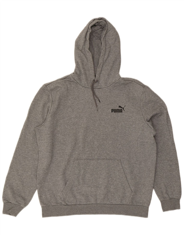 PUMA Mens Hoodie Jumper Large Grey Cotton
