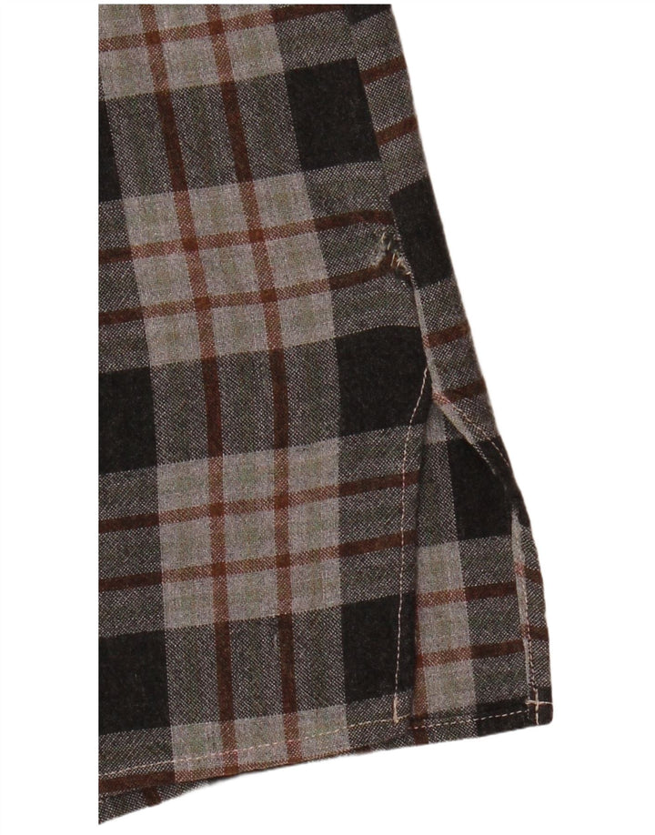 Benetton Womens Flannel Shirt UK 12 Medium Grey Check Viscose