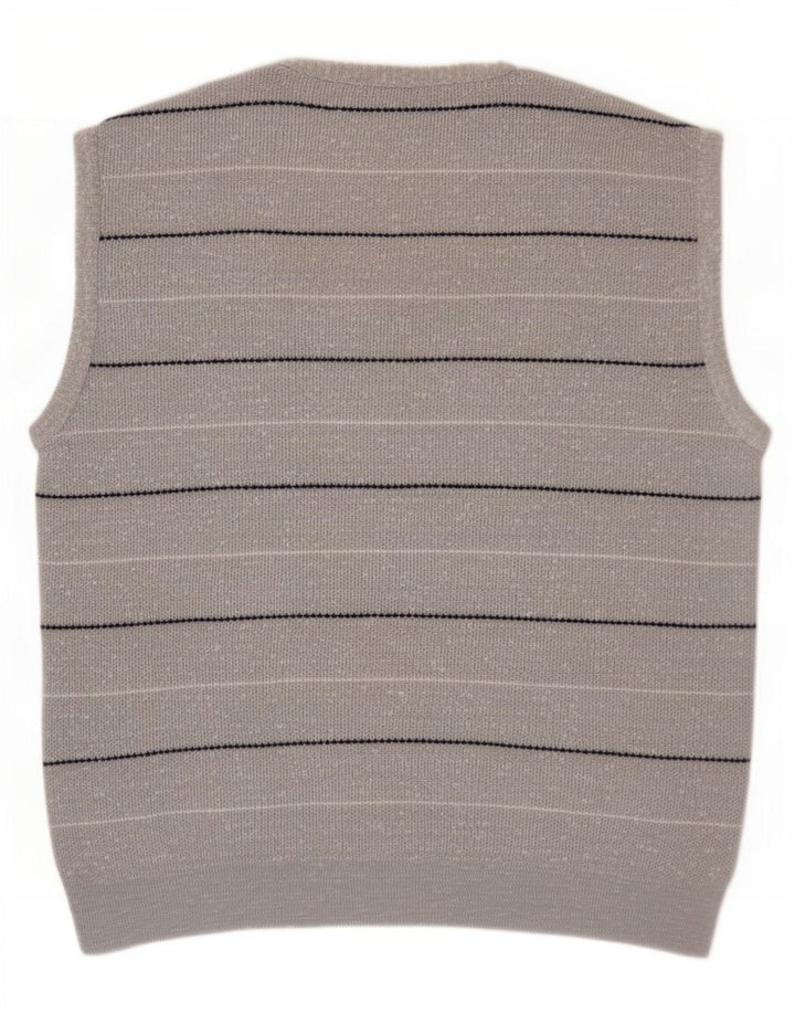 vintage Mens Vest Débardeur Grand Gris Rayé