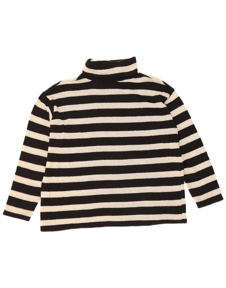 Zara Damen-Pullover mit Rollkragen, übergroß, Gr. 10, Größe S, Schwarz, gestreift