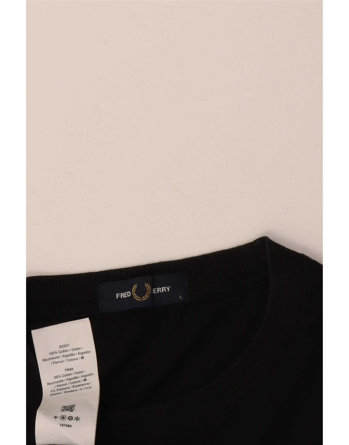 Fred Perry Herre T-Shirt Top Stor Sort Bomuld