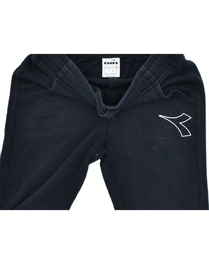 DIADORA Womens Tracksuit Trousers Joggers UK 6 XS Navy Blue Cotton | Vintage | Thrift | Second-Hand | Used Clothing | Messina Hembry 