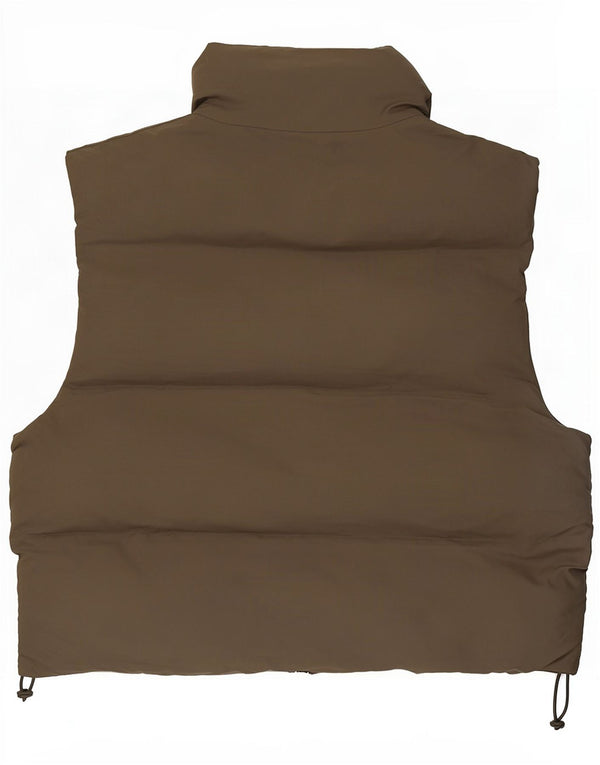 Colete acolchoado feminino Zara UK 14 poliéster cáqui médio