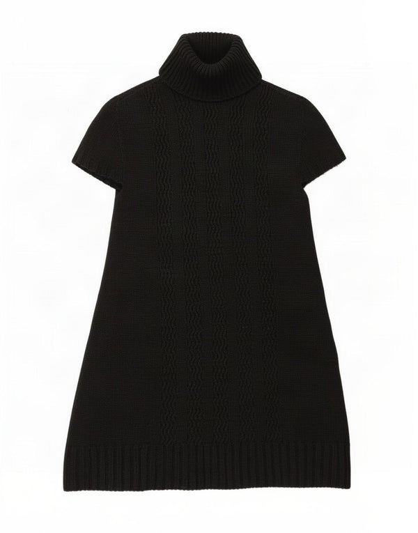 Abito maglione Zara da donna a maniche corte con collo alto UK 8 piccolo in acrilico nero
