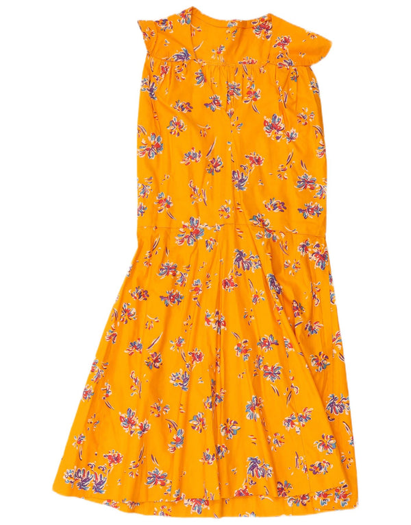 Vintage Womens Sleeveless Sundress UK 10 Small Yellow Floral