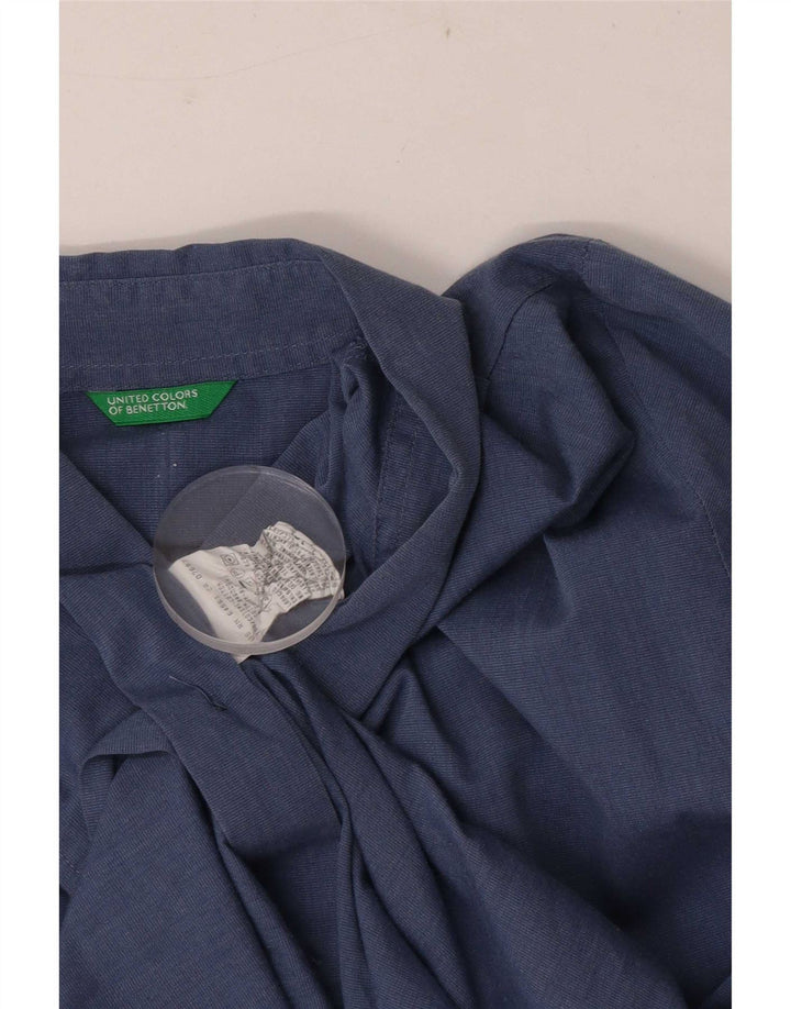 Benetton Womens Shirt UK 16 Large Navy Blue Cotton