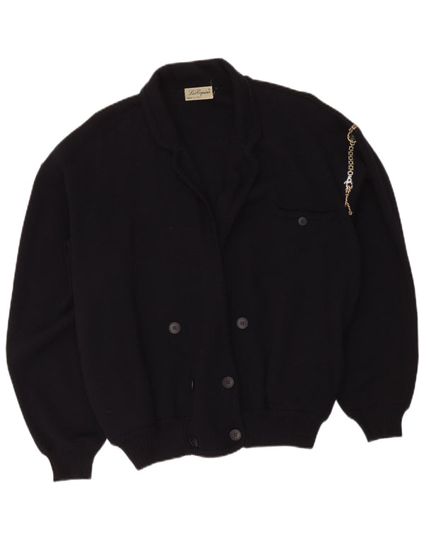 Les Copains Womens Cardigan Sweater UK 18 XL Navy Blue Wool