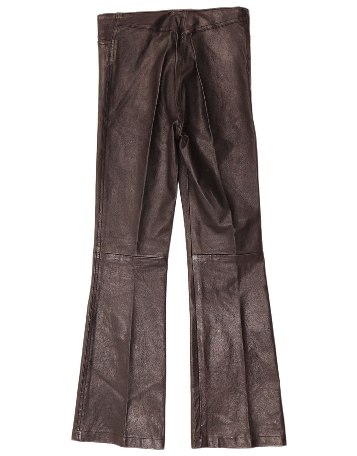 Vintage Womens Flare Leather Trousers W28 L30 Black