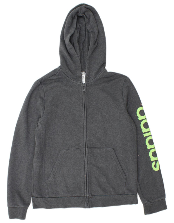 Adidas Pull à capuche zippé graphique pour femme UK 16/18 Grand coton gris