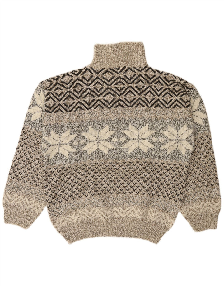 C&A Mens Canda Zip Neck Jumper Sweater Medium Beige Fair Isle Acrylic