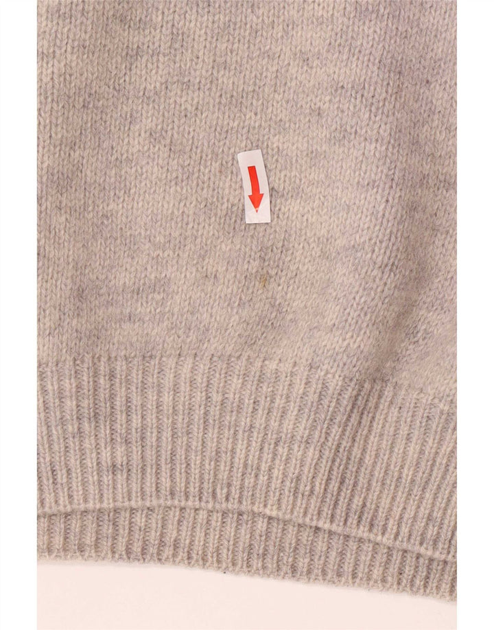 Sisley Mens Graphic Roll Neck Jumper Sweater XL Grey Colourblock Wool