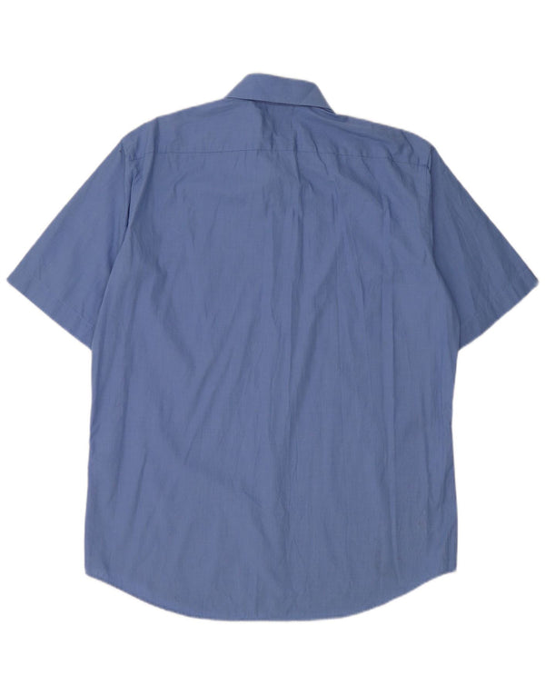Hugo Boss Mens Short Sleeve Regular Fit Shirt Size 41 16 Large Blue Cotton