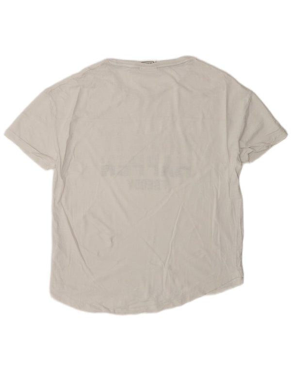 Freddy Womens Oversized Graphic T-Shirt Top UK 10 Small White Cotton