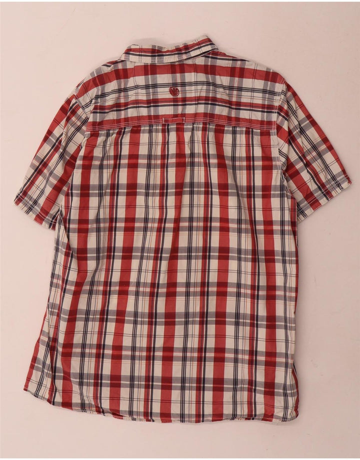 Camisa masculina de manga curta Fat Face grande algodão xadrez vermelho