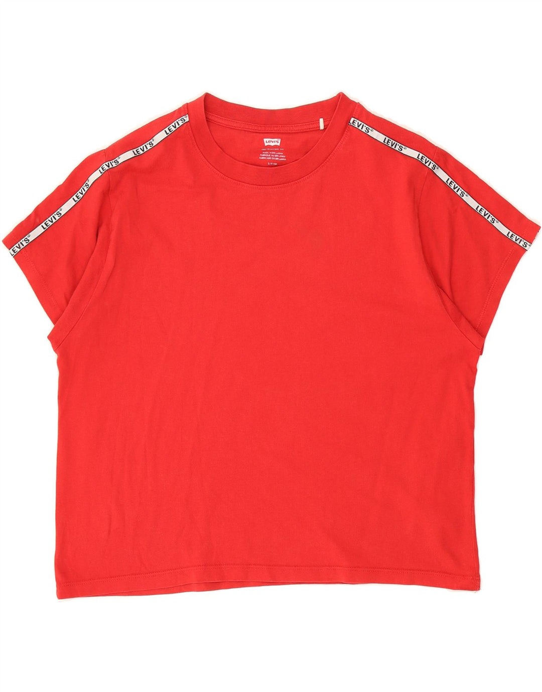 LEVI'S Womens Crop Oversized T-Shirt Top UK 10 Small Red Cotton Vintage Levi's and Second-Hand Levi's from Messina Hembry 