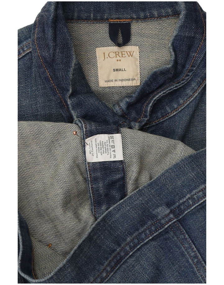 J. CREW Womens Crop Denim Jacket UK 10 Small Blue Cotton