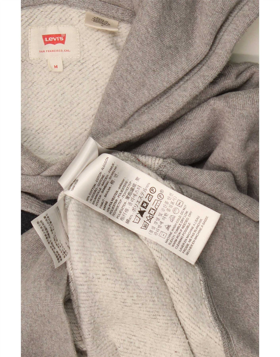 Levi's Mens Graphic Hoodie Jumper Medium Grey Flecked Cotton