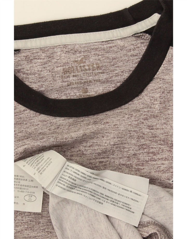 Hollister Mens Graphic Top Long Sleeve Medium Grey Colourblock Cotton