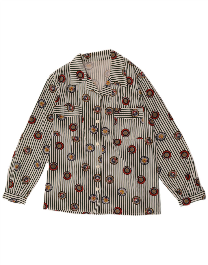 Vintage Womens Graphic Shirt UK 14 Medium Multicoloured Pinstripe