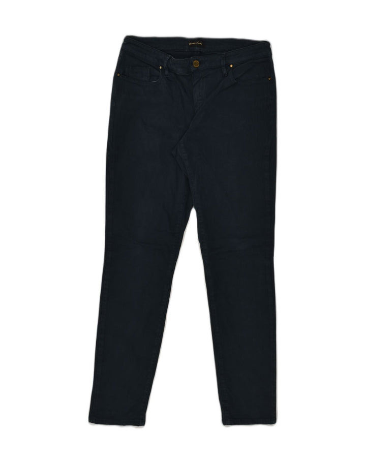 MASSIMO DUTTI Womens Skinny Casual Trousers UK 10 Large W30 L29 Navy Blue | Vintage Massimo Dutti | Thrift | Second-Hand Massimo Dutti | Used Clothing | Messina Hembry 