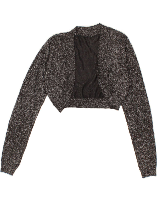VINTAGE Womens Crop Cardigan Sweater UK 8 Small Grey