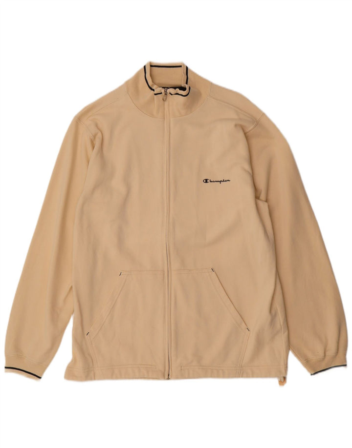 CHAMPION Mens Tracksuit Top Jacket Large Beige