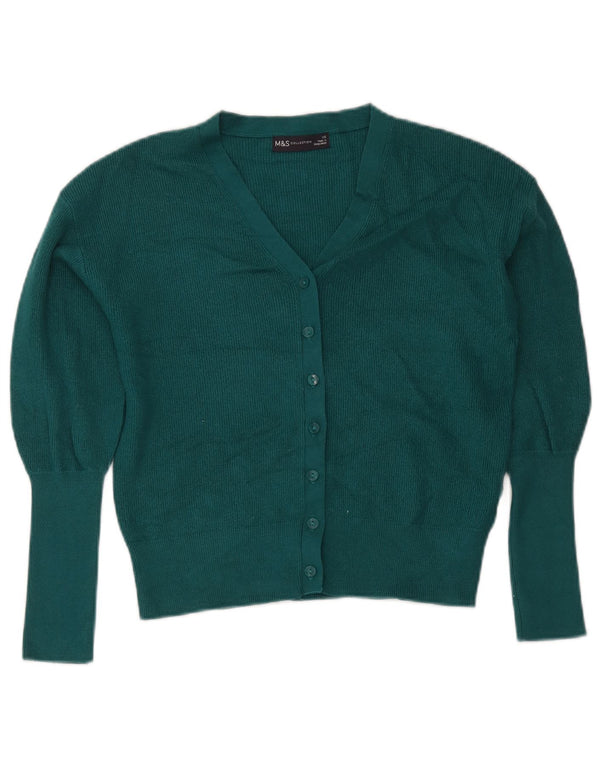 Marks & Spencer Womens Loose Fit Cardigan Sweater UK 6 XS Green Viscose