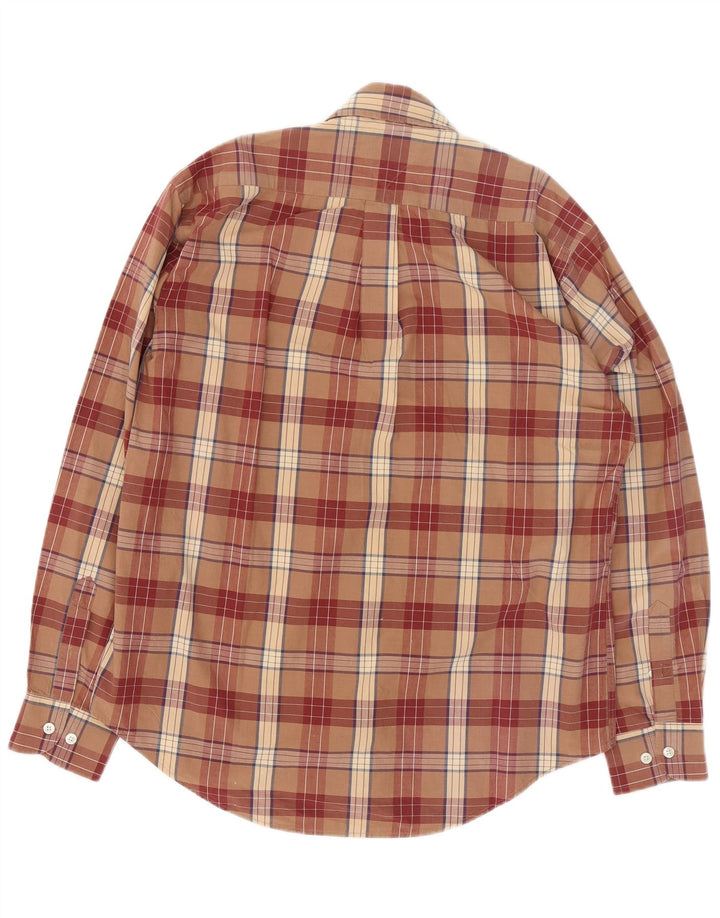 Tommy Hilfiger Mens Shirt Medium Brown Check Cotton