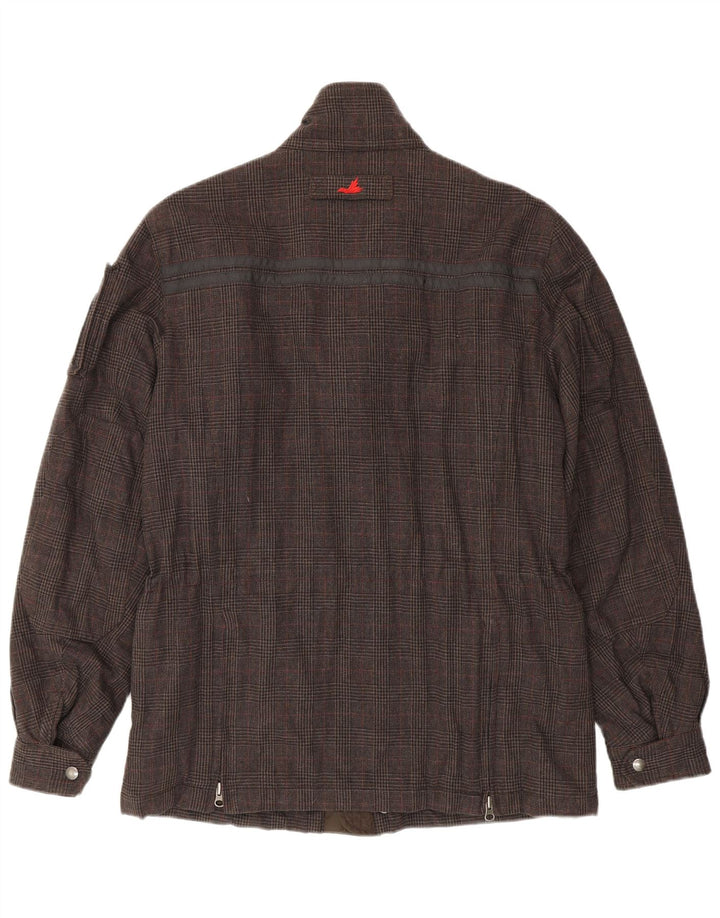 Museum Mens Windbreaker Jacket UK 40 Large Brown Houndstooth Cotton