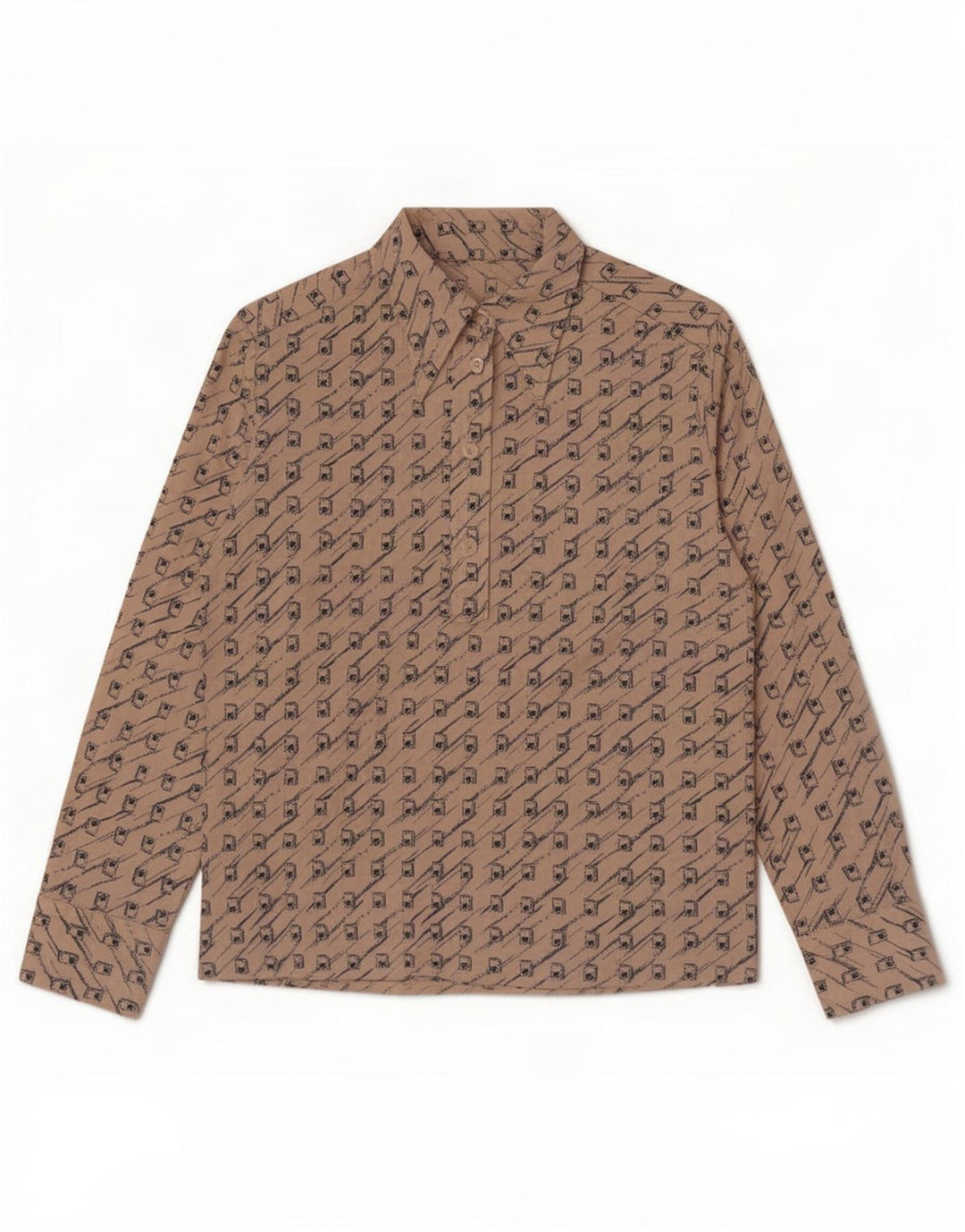 Vintage Damen Pullover Shirt UK 12 Medium Beige Geometrisch