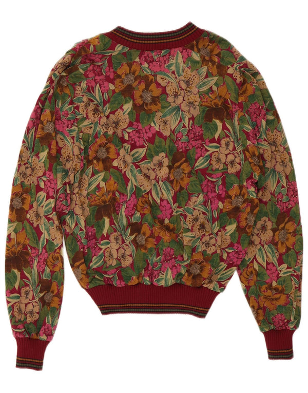 Domina Damen-Pullover mit V-Ausschnitt IT 48 XL Mehrfarbige Blumenwolle