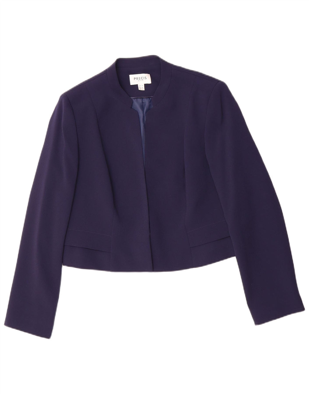 PRECIS Womens Crop Open Blazer Jacket UK 14 Medium Navy Blue Polyester