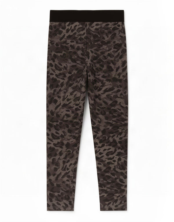 Adidas Womens Crop Leggings UK 8/10 Small Grey Animal Print