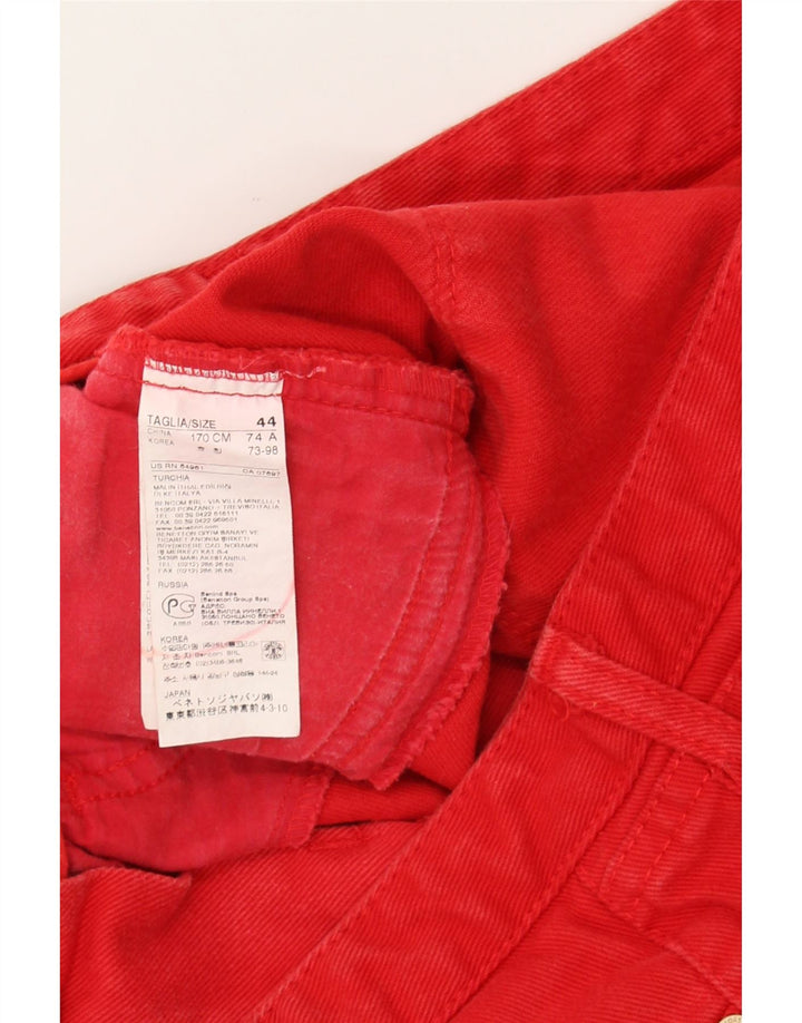 BENETTON Womens Capri Jeans IT 44 Medium W32 L22 Red Cotton Vintage Benetton and Second-Hand Benetton from Messina Hembry 