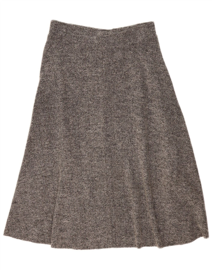 Zara Womens Midi A-Line Skirt Large W32 Grey Herringbone