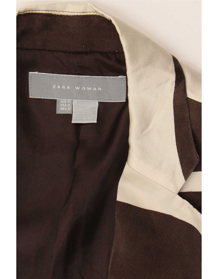 Blazer pentru femei Zara cu 1 nasture UK 18 XL Maro Colorblock